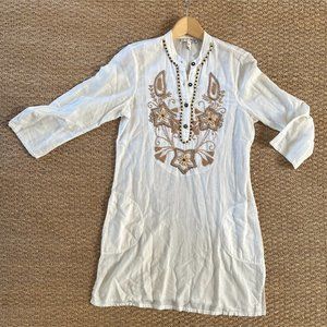 Joie Dress Coverup with beaded detail, belt and pockets. Size Medium